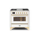 ILVE 36 Inch Majestic II Series Dual Fuel Natural Gas Range with 6 Burners and Griddle with 3.5 cu. ft. Oven Capacity TFT Oven Control Display UM09FDNS3