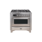 ILVE 36 Inch Majestic II Series Dual Fuel Natural Gas Range with 6 Burners and Griddle with 3.5 cu. ft. Oven Capacity TFT Oven Control Display UM09FDNS3