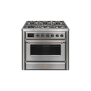 ILVE 36 Inch Majestic II Series Dual Fuel Natural Gas Range with 6 Burners and Griddle with 3.5 cu. ft. Oven Capacity TFT Oven Control Display UM09FDNS3