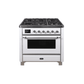ILVE 36 Inch Majestic II Series Dual Fuel Natural Gas Range with 6 Burners and Griddle with 3.5 cu. ft. Oven Capacity TFT Oven Control Display UM09FDNS3
