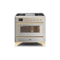 ILVE 36 Inch Majestic II Series Dual Fuel Natural Gas Range with 6 Burners and Griddle with 3.5 cu. ft. Oven Capacity TFT Oven Control Display UM09FDNS3