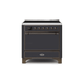 ILVE 36 Inch Majestic II Series Induction Range with 5 Elements 3.5 cu. ft. Oven Capacity TFT Oven Control Display Solid Door UMI09QNS3