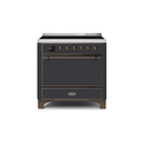 ILVE 36 Inch Majestic II Series Induction Range with 5 Elements 3.5 cu. ft. Oven Capacity TFT Oven Control Display Solid Door UMI09QNS3