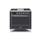ILVE 36 Inch Majestic II Series Natural/ Propane Gas Burner and Electric Oven Range with 6 Sealed Burners UM09FDQNS3