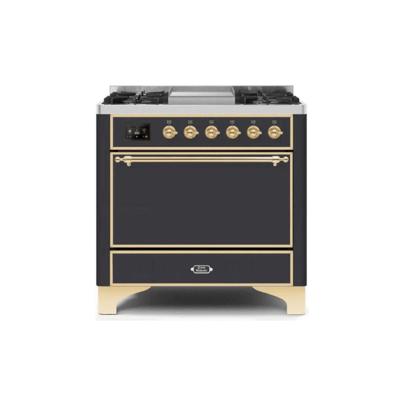 ILVE 36 Inch Majestic II Series Natural/ Propane Gas Burner and Electric Oven Range with 6 Sealed Burners UM09FDQNS3