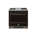 ILVE 36 Inch Majestic II Series Natural/ Propane Gas Burner and Electric Oven Range with 6 Sealed Burners UM09FDQNS3
