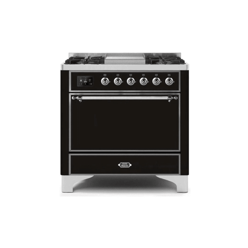 ILVE 36 Inch Majestic II Series Natural/ Propane Gas Burner and Electric Oven Range with 6 Sealed Burners UM09FDQNS3