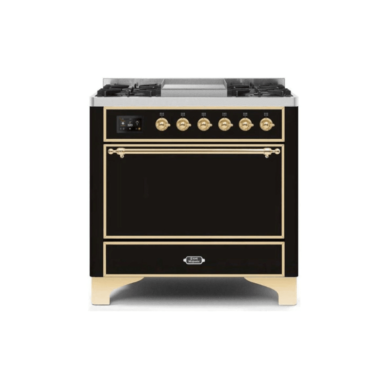 ILVE 36 Inch Majestic II Series Natural/ Propane Gas Burner and Electric Oven Range with 6 Sealed Burners UM09FDQNS3