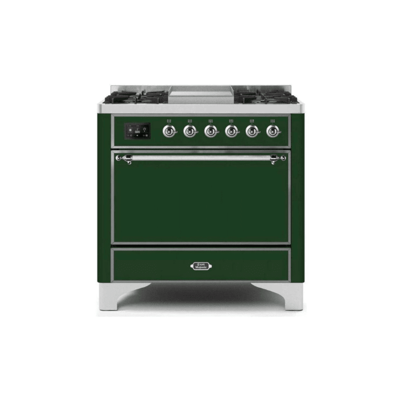 ILVE 36 Inch Majestic II Series Natural/ Propane Gas Burner and Electric Oven Range with 6 Sealed Burners UM09FDQNS3