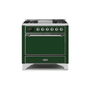 ILVE 36 Inch Majestic II Series Natural/ Propane Gas Burner and Electric Oven Range with 6 Sealed Burners UM09FDQNS3