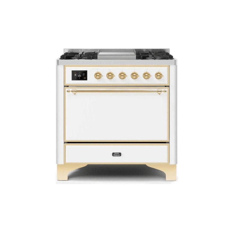 ILVE 36 Inch Majestic II Series Natural/ Propane Gas Burner and Electric Oven Range with 6 Sealed Burners UM09FDQNS3