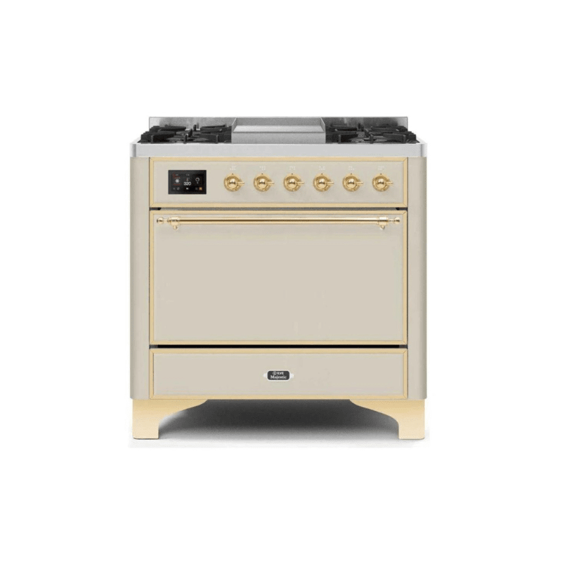 ILVE 36 Inch Majestic II Series Natural/ Propane Gas Burner and Electric Oven Range with 6 Sealed Burners UM09FDQNS3