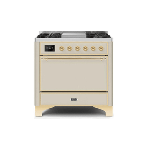 ILVE 36 Inch Majestic II Series Natural/ Propane Gas Burner and Electric Oven Range with 6 Sealed Burners UM09FDQNS3