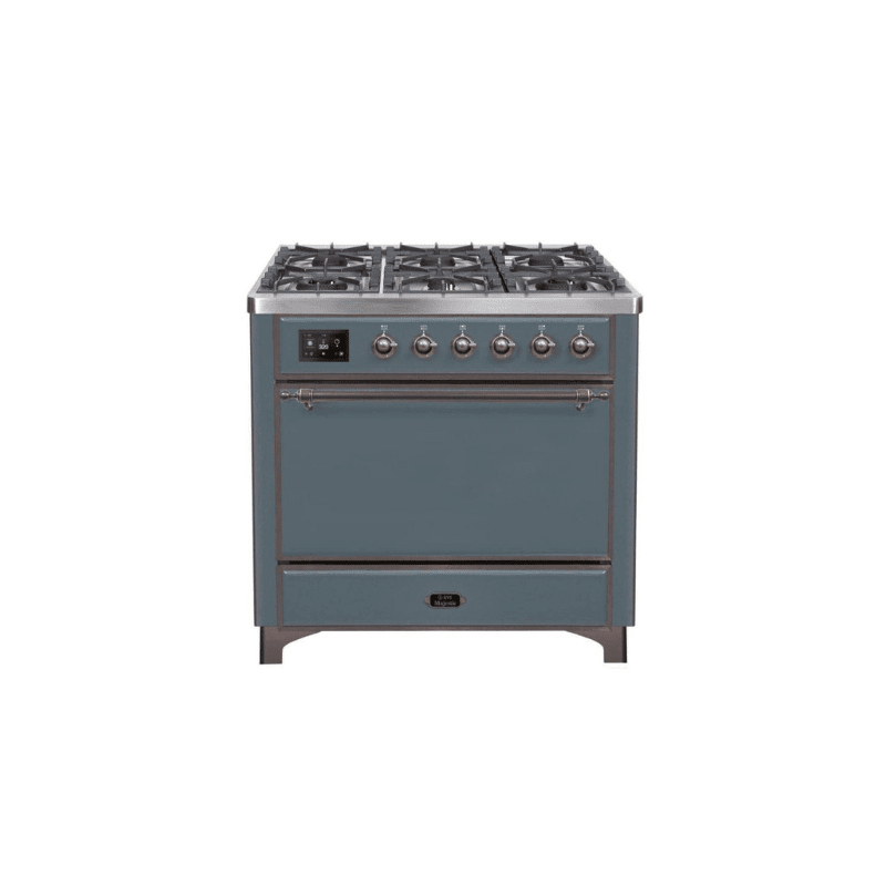 ILVE 36 Inch Majestic II Series Natural/ Propane Gas Burner and Electric Oven Range with 6 Sealed Burners UM09FDQNS3