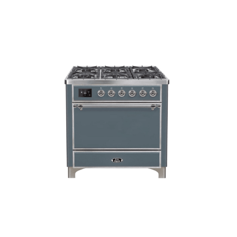 ILVE 36 Inch Majestic II Series Natural/ Propane Gas Burner and Electric Oven Range with 6 Sealed Burners UM09FDQNS3