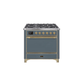 ILVE 36 Inch Majestic II Series Natural/ Propane Gas Burner and Electric Oven Range with 6 Sealed Burners UM09FDQNS3