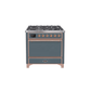 ILVE 36 Inch Majestic II Series Natural/ Propane Gas Burner and Electric Oven Range with 6 Sealed Burners UM09FDQNS3