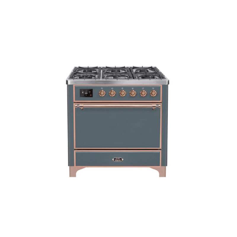 ILVE 36 Inch Majestic II Series Natural/ Propane Gas Burner and Electric Oven Range with 6 Sealed Burners UM09FDQNS3