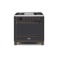 ILVE 36 Inch Majestic II Series Natural/ Propane Gas Burner and Electric Oven Range with 6 Sealed Burners UM09FDQNS3