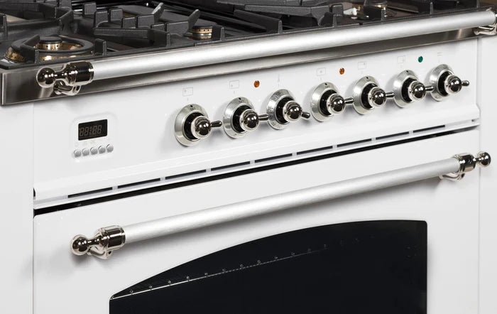 ILVE 36-Inch Nostalgie - Dual Fuel Range with 5 Sealed Brass Burners - 3 cu. ft. Oven - UPN90FDMPI
