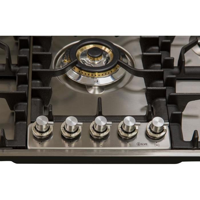 ILVE 36 Inch Stainless Steel Natural Gas/Propane Cooktop - UHP95CI/UHP95CILP