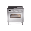 ILVE 36" Nostalgie II Series Freestanding Electric Double Oven Range with 5 Elements, Triple Glass Cool Door, Convection Oven, TFT Oven Control Display and Child Lock - UPI366NMP