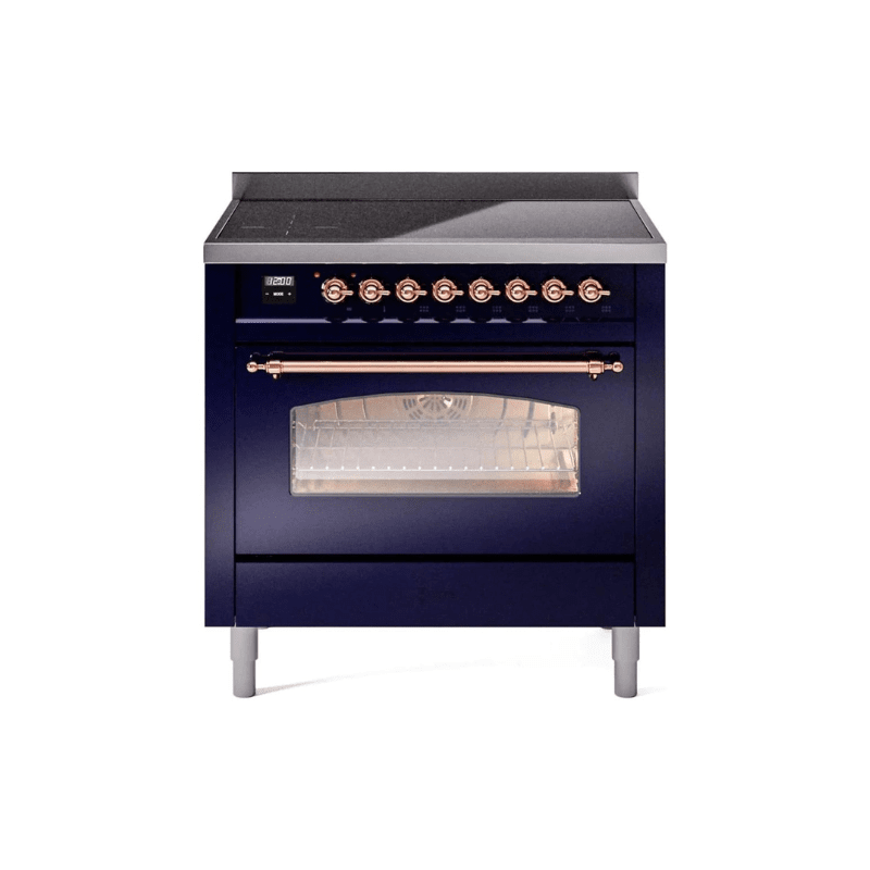 ILVE 36" Nostalgie II Series Freestanding Electric Double Oven Range with 5 Elements, Triple Glass Cool Door, Convection Oven, TFT Oven Control Display and Child Lock - UPI366NMP