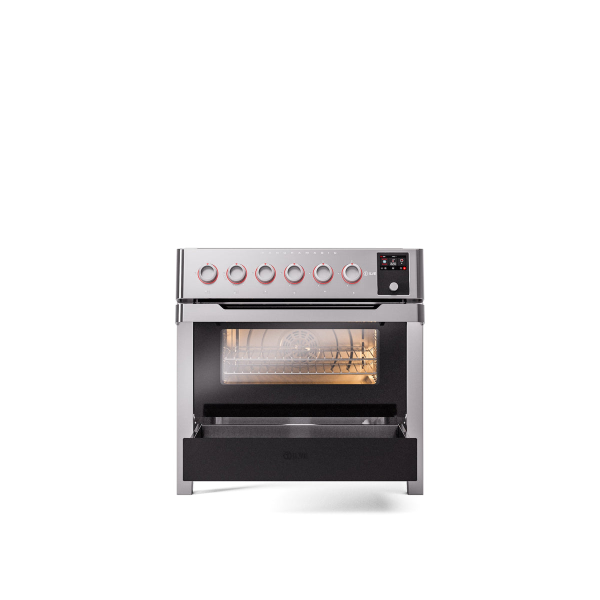 ILVE 36"Panoramagic Series Freestanding Electric Double Oven Range with 5 Elements, Triple Glass Cool Door, Convection Oven, TFT - UPMI09S3