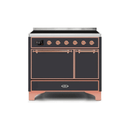 ILVE 40 Inch Majestic II Series Induction Range with 6 Elements Dual Ovens TFT Control Display Solid Oven Door UMDI10QNS3