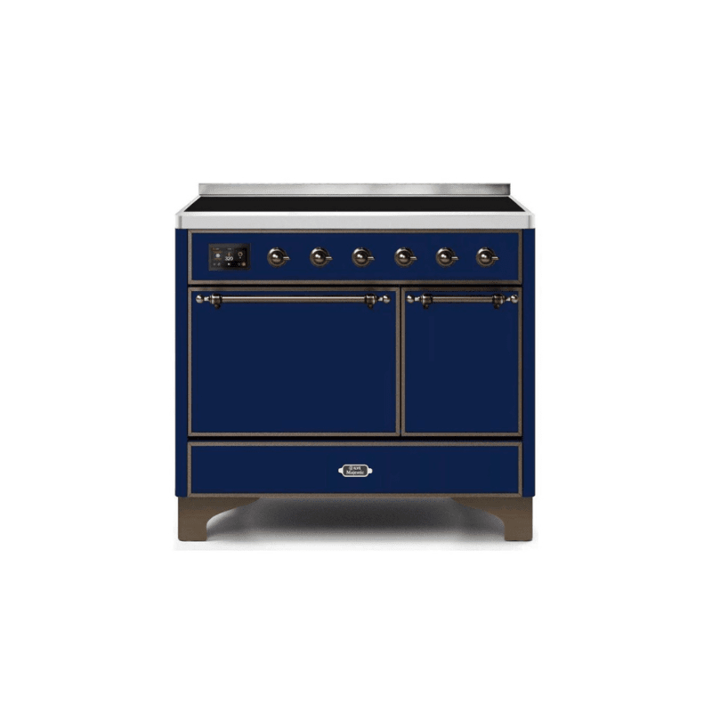 ILVE 40 Inch Majestic II Series Induction Range with 6 Elements Dual Ovens TFT Control Display Solid Oven Door UMDI10QNS3