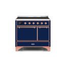 ILVE 40 Inch Majestic II Series Induction Range with 6 Elements Dual Ovens TFT Control Display Solid Oven Door UMDI10QNS3