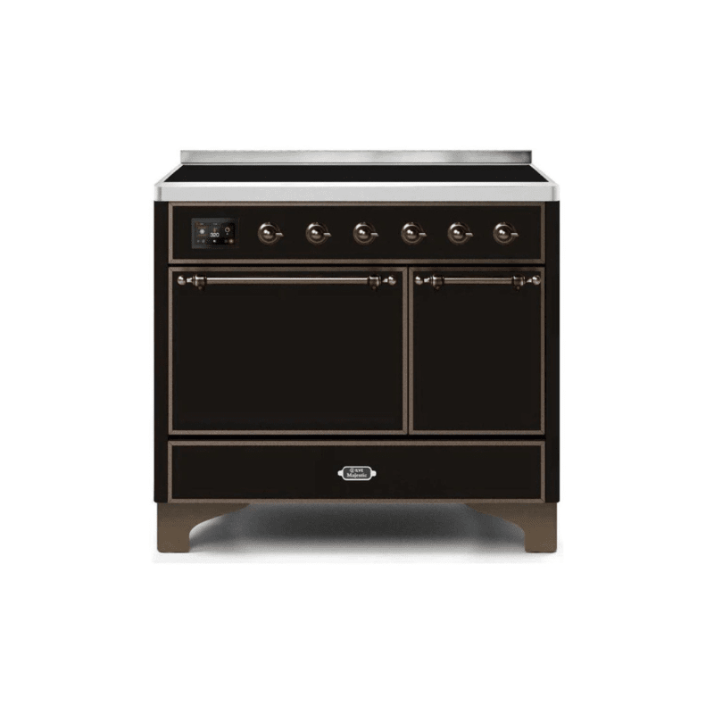 ILVE 40 Inch Majestic II Series Induction Range with 6 Elements Dual Ovens TFT Control Display Solid Oven Door UMDI10QNS3