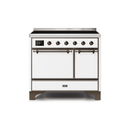 ILVE 40 Inch Majestic II Series Induction Range with 6 Elements Dual Ovens TFT Control Display Solid Oven Door UMDI10QNS3