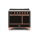 ILVE 40 Inch Majestic II Series Induction Range with 6 Elements Dual Ovens TFT Control Display Solid Oven Door UMDI10QNS3