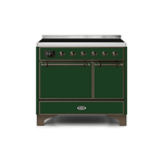 ILVE 40 Inch Majestic II Series Induction Range with 6 Elements Dual Ovens TFT Control Display Solid Oven Door UMDI10QNS3