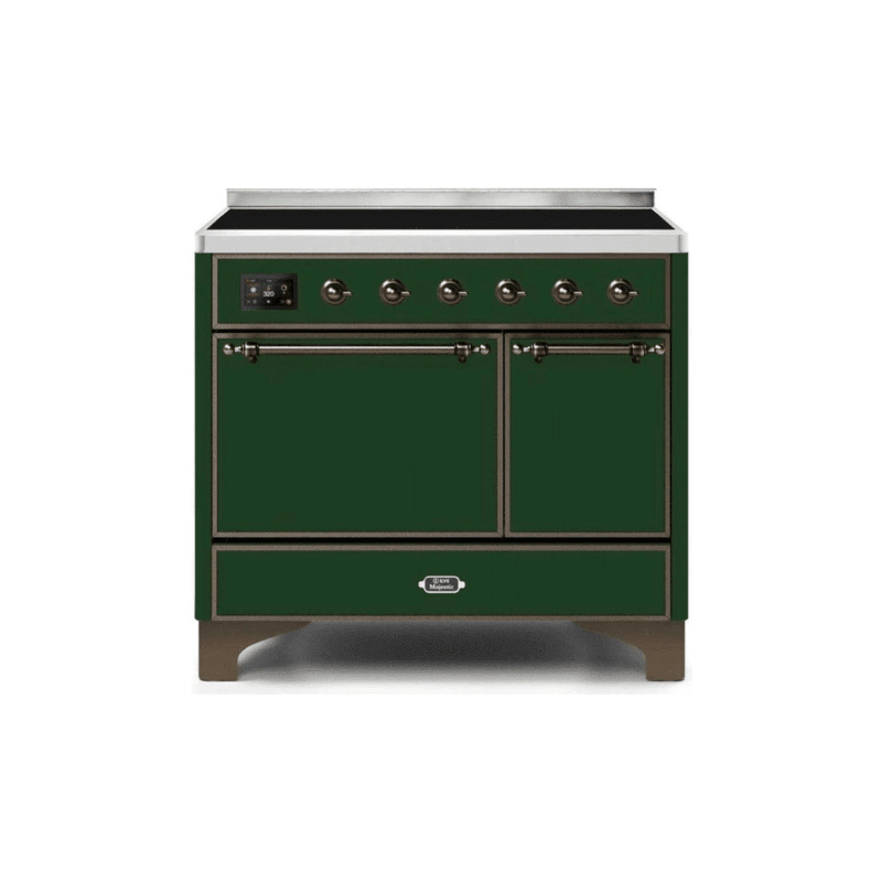 ILVE 40 Inch Majestic II Series Induction Range with 6 Elements Dual Ovens TFT Control Display Solid Oven Door UMDI10QNS3