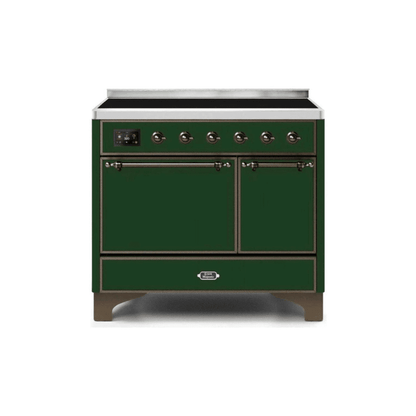 ILVE 40 Inch Majestic II Series Induction Range with 6 Elements Dual Ovens TFT Control Display Solid Oven Door UMDI10QNS3