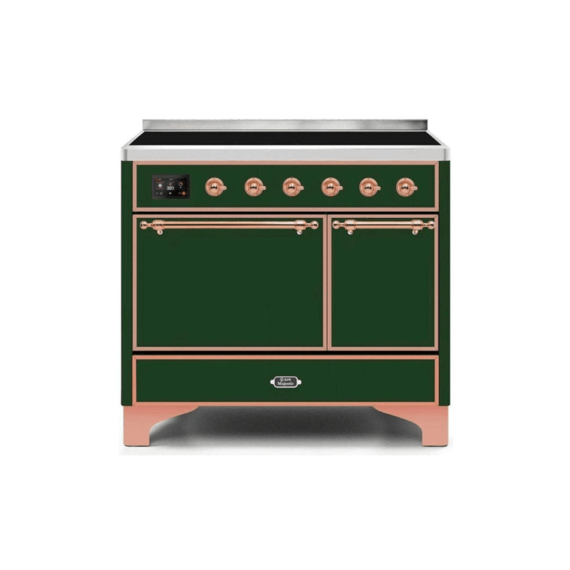 ILVE 40 Inch Majestic II Series Induction Range with 6 Elements Dual Ovens TFT Control Display Solid Oven Door UMDI10QNS3