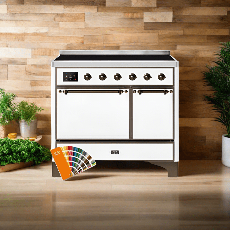 ILVE 40 Inch Majestic II Series Induction Range with 6 Elements Dual Ovens TFT Control Display Solid Oven Door UMDI10QNS3