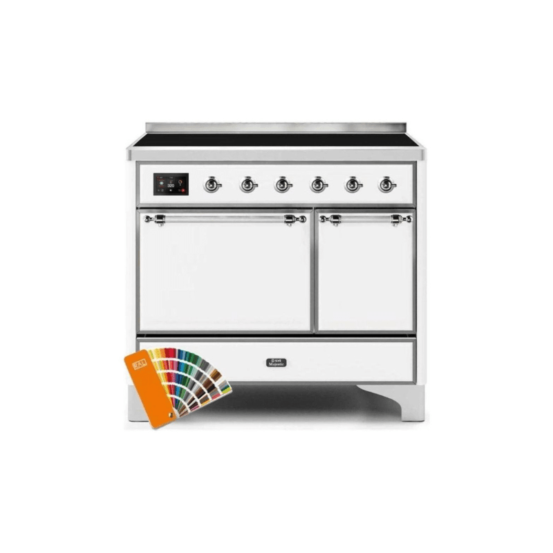 ILVE 40 Inch Majestic II Series Induction Range with 6 Elements Dual Ovens TFT Control Display Solid Oven Door UMDI10QNS3