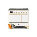 ILVE 40 Inch Majestic II Series Induction Range with 6 Elements Dual Ovens TFT Control Display Solid Oven Door UMDI10QNS3