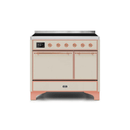 ILVE 40 Inch Majestic II Series Induction Range with 6 Elements Dual Ovens TFT Control Display Solid Oven Door UMDI10QNS3