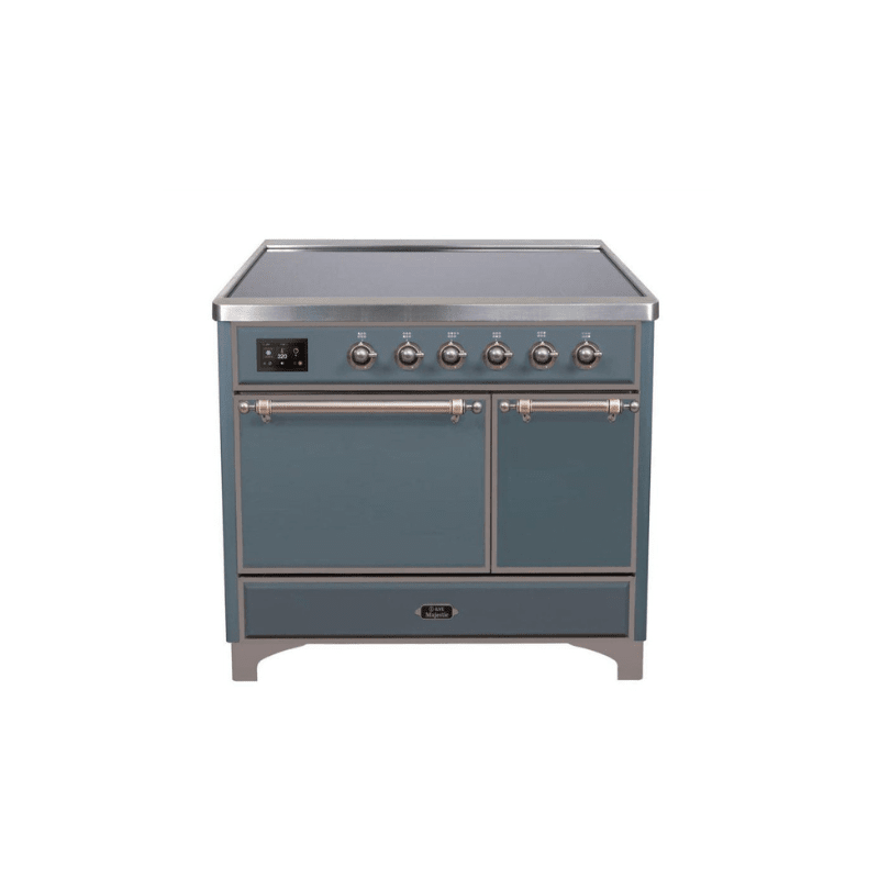 ILVE 40 Inch Majestic II Series Induction Range with 6 Elements Dual Ovens TFT Control Display Solid Oven Door UMDI10QNS3