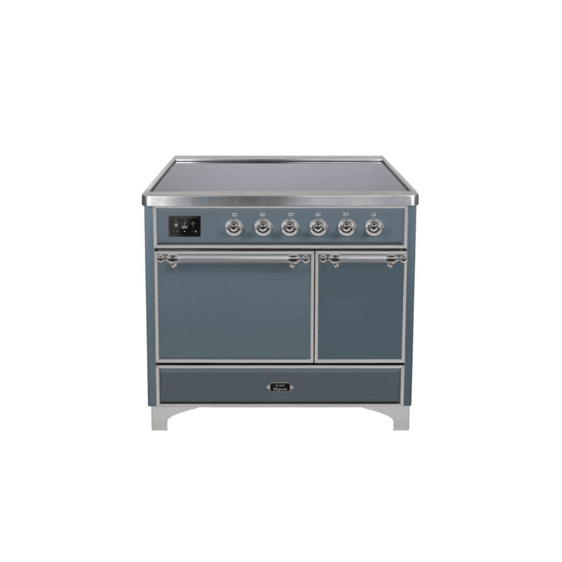ILVE 40 Inch Majestic II Series Induction Range with 6 Elements Dual Ovens TFT Control Display Solid Oven Door UMDI10QNS3