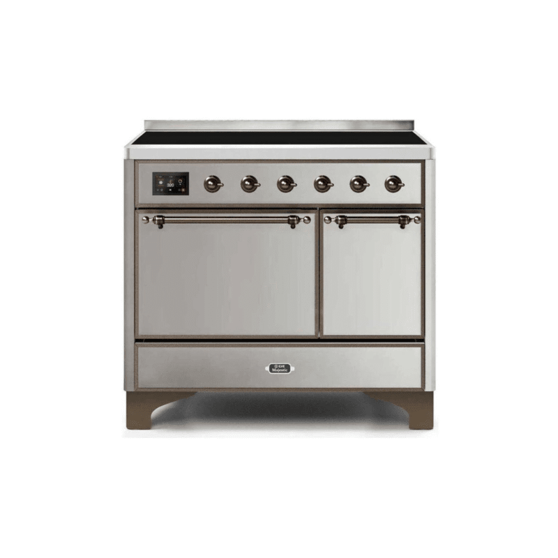 ILVE 40 Inch Majestic II Series Induction Range with 6 Elements Dual Ovens TFT Control Display Solid Oven Door UMDI10QNS3