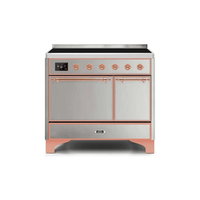 ILVE 40 Inch Majestic II Series Induction Range with 6 Elements Dual Ovens TFT Control Display Solid Oven Door UMDI10QNS3