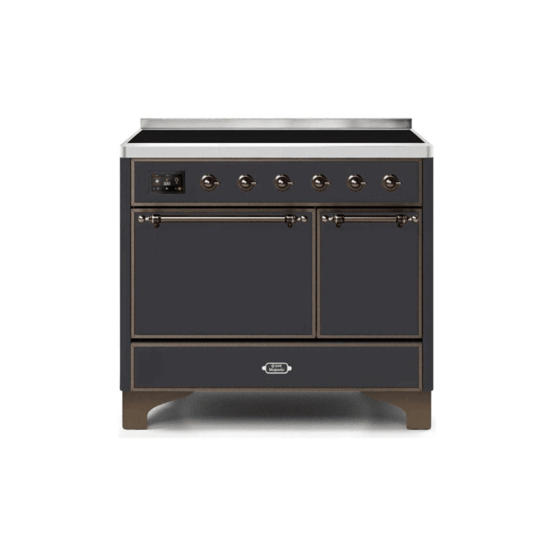 ILVE 40 Inch Majestic II Series Induction Range with 6 Elements Dual Ovens TFT Control Display Solid Oven Door UMDI10QNS3