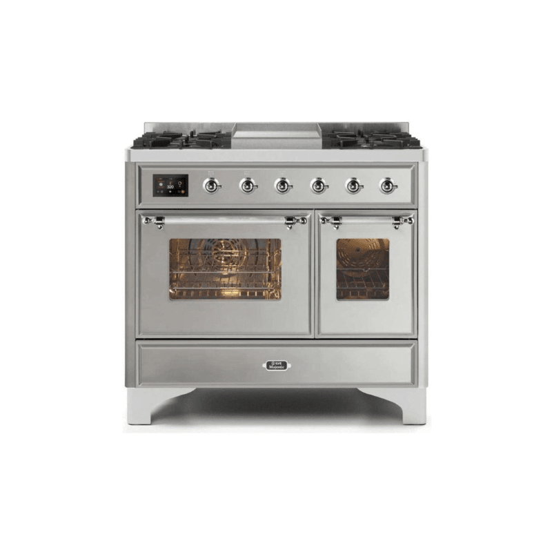 ILVE 40 Inch Majestic II Series Natural Gas/ Propane Gas Burner and Electric Oven with 6 Sealed Burners UMD10FDNS3