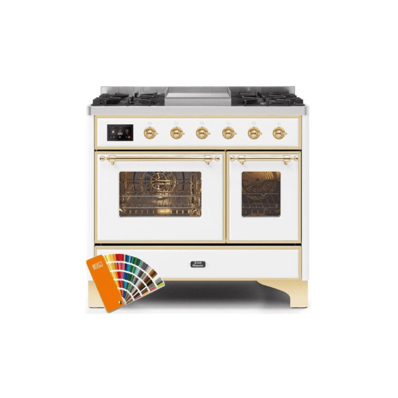 ILVE 40 Inch Majestic II Series Natural Gas/ Propane Gas Burner and Electric Oven with 6 Sealed Burners UMD10FDNS3