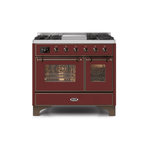 ILVE 40 Inch Majestic II Series Natural Gas/ Propane Gas Burner and Electric Oven with 6 Sealed Burners UMD10FDNS3